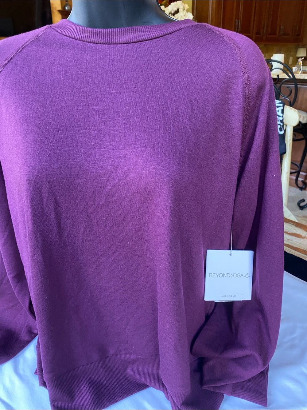 Women’s Beyond Yoga Plum Crew Sweatshirt.   NWT